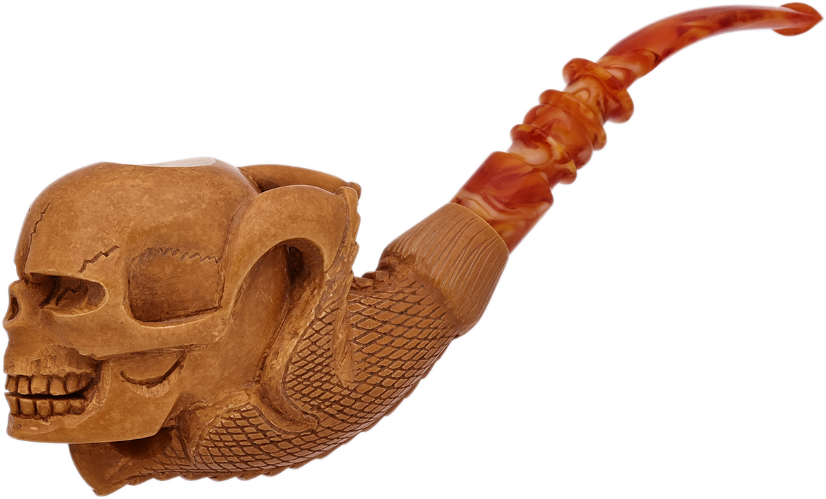 AKB Meerschaum Carved Dragon Claw Holding Skull (with Case)