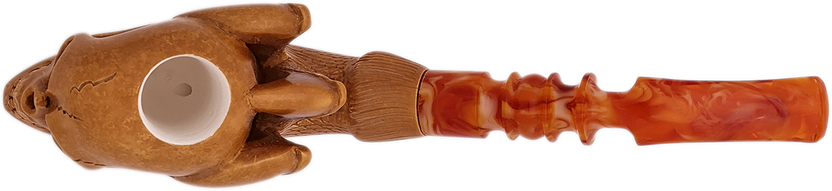 AKB Meerschaum Carved Dragon Claw Holding Skull (with Case)