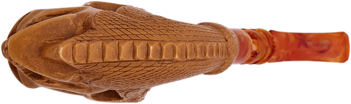 AKB Meerschaum Carved Dragon Claw Holding Skull (with Case)