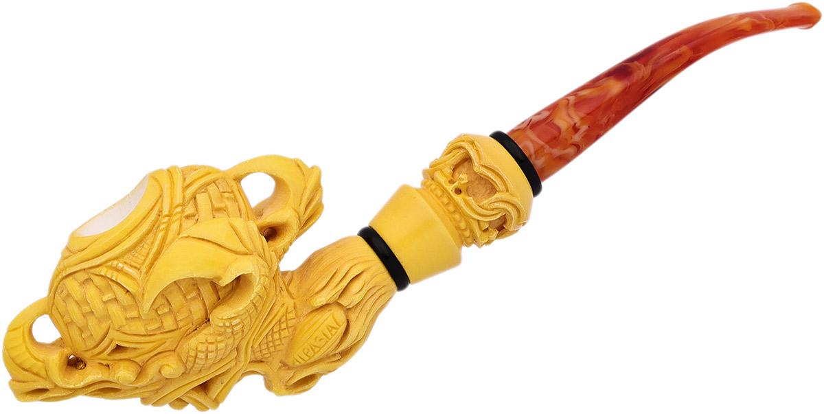 AKB Meerschaum Carved Dragon Claw Holding Carved Egg (Alpaslan) (with Case)