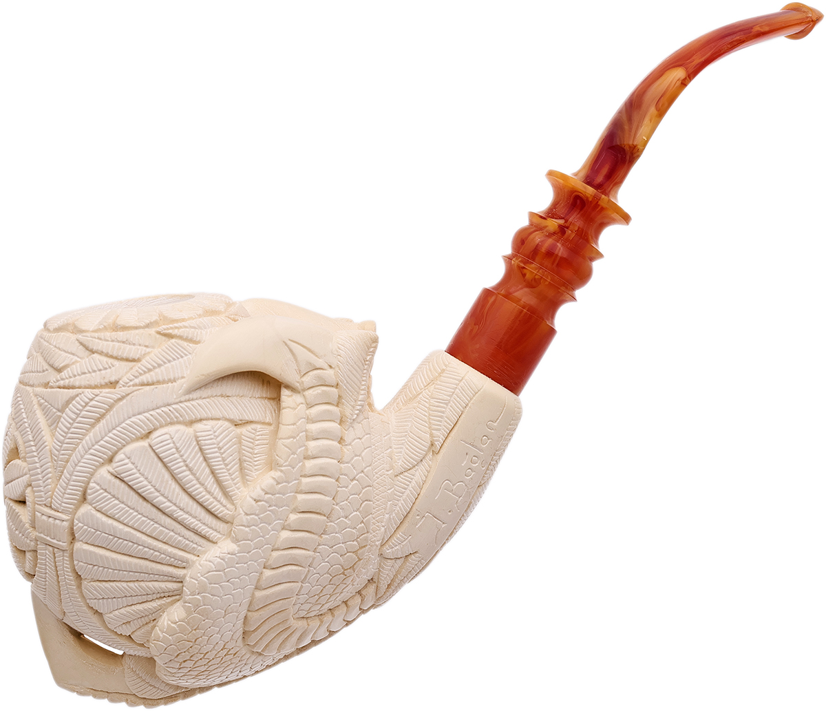 AKB Meerschaum Carved Dragon Claw Holding Carved Egg (I. Baglan) (with Case)