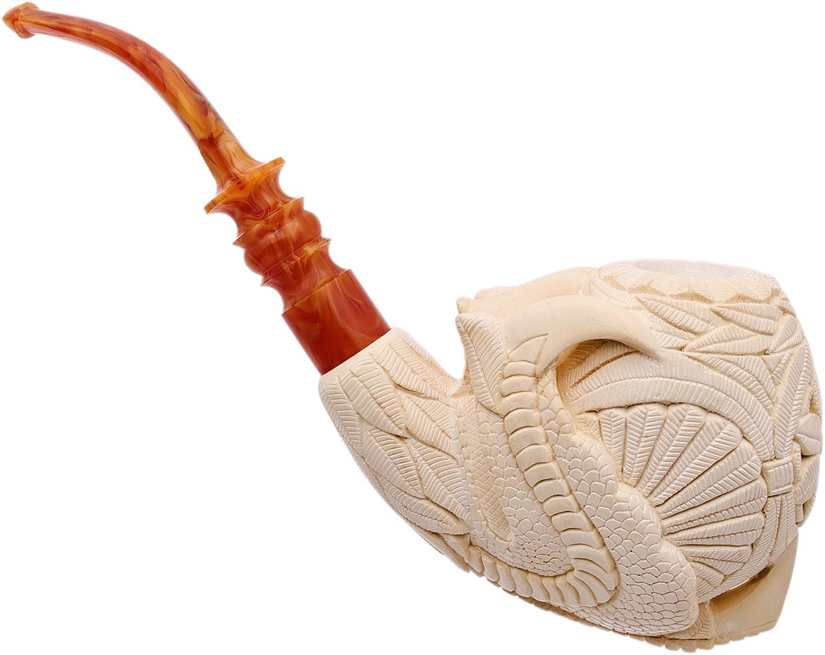AKB Meerschaum Carved Dragon Claw Holding Carved Egg (I. Baglan) (with Case)
