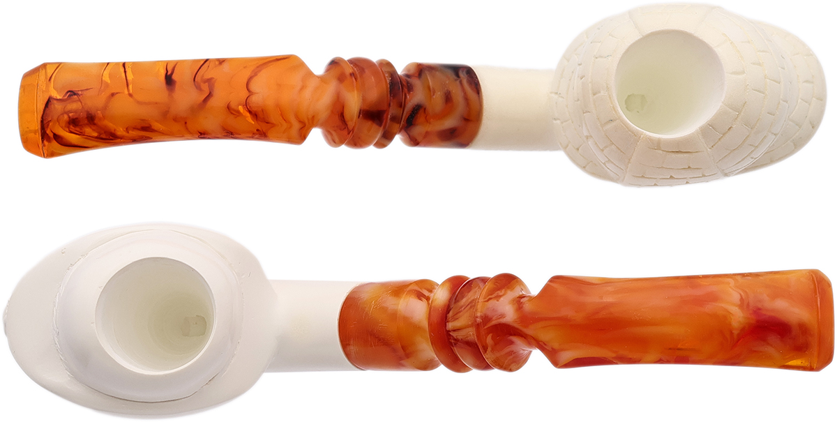 AKB Meerschaum Sherlock Holmes and Watson Carved Two Pipe Set (with Case)