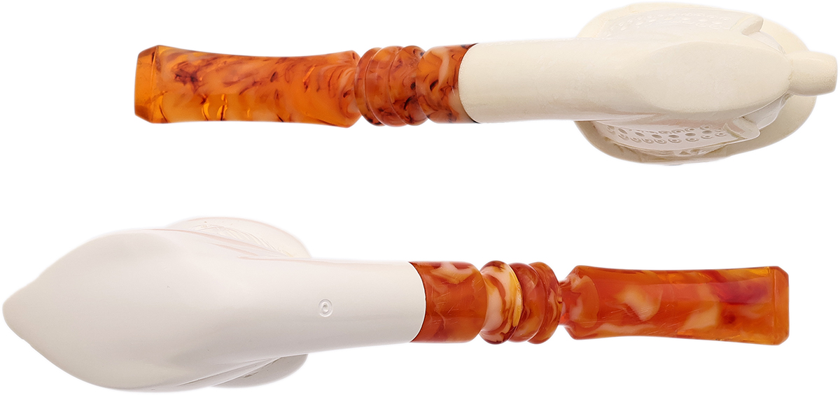 AKB Meerschaum Sherlock Holmes and Watson Carved Two Pipe Set (with Case)