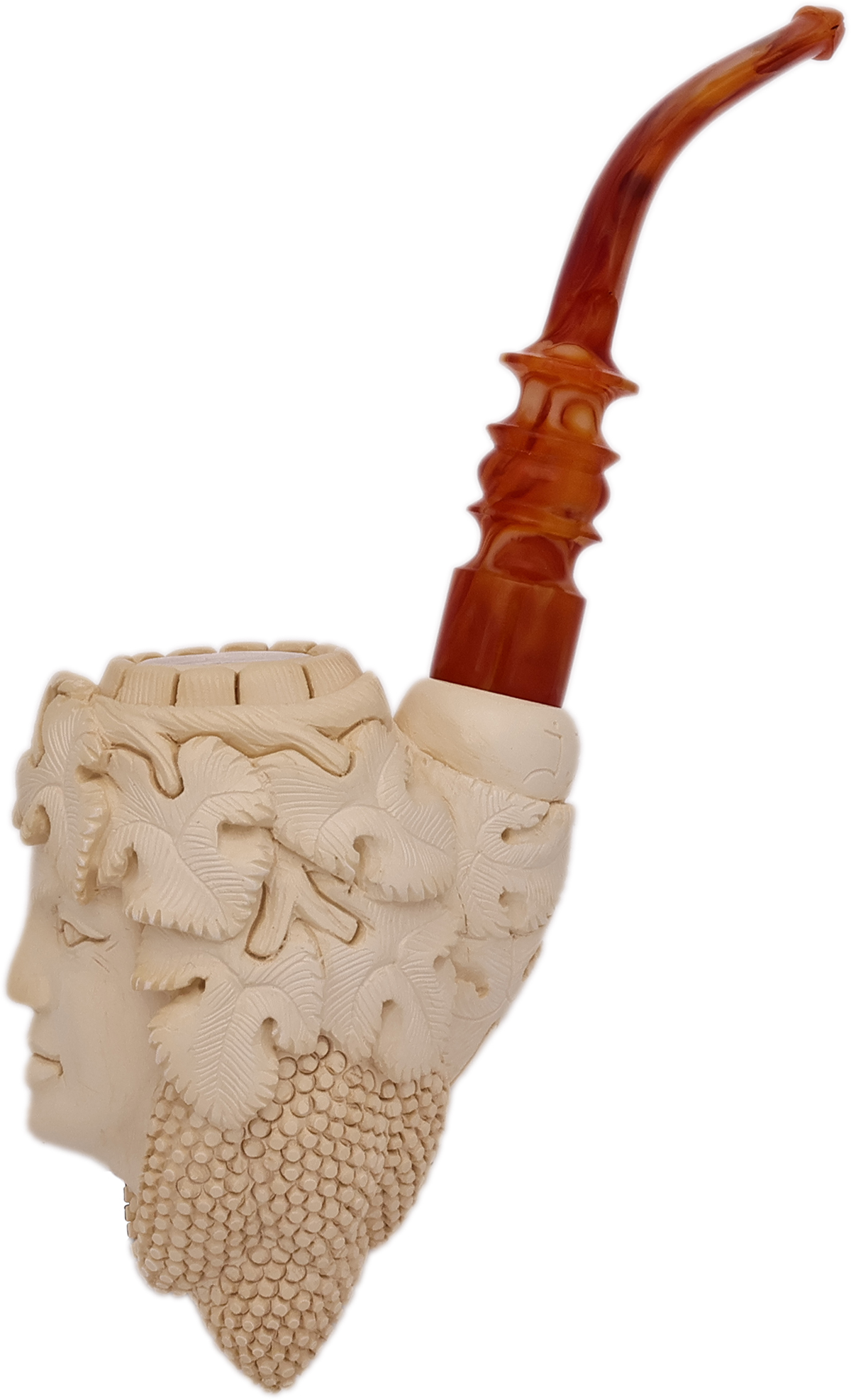 AKB Meerschaum Carved Woman in Headdress (I. Baglan) (with Case)