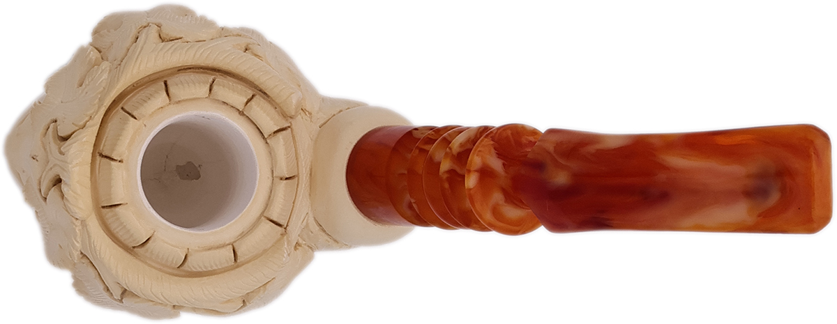 AKB Meerschaum Carved Woman in Headdress (I. Baglan) (with Case)