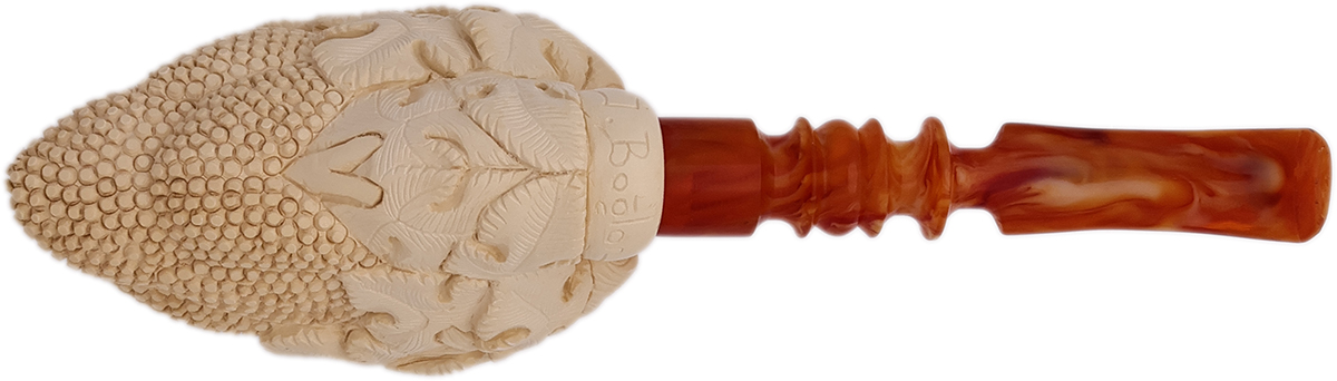 AKB Meerschaum Carved Woman in Headdress (I. Baglan) (with Case)