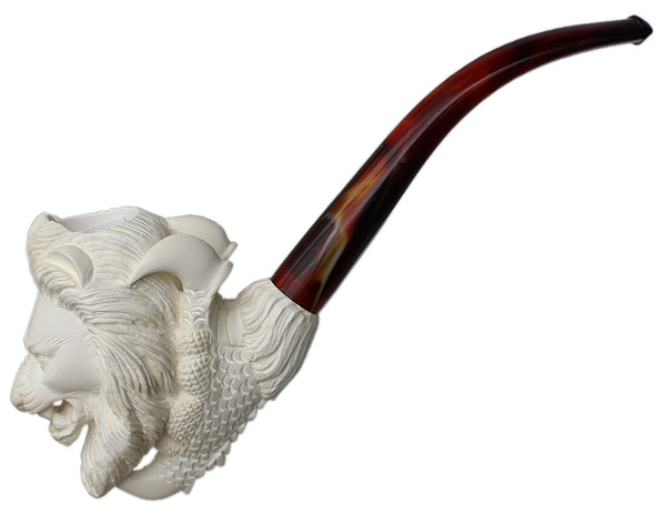 AKB Meerschaum Carved Claw with Lion Head (with Case)