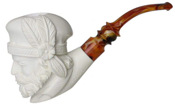 AKB Meerschaum Carved Bearded Artist (S. Cosgun) (with Case)