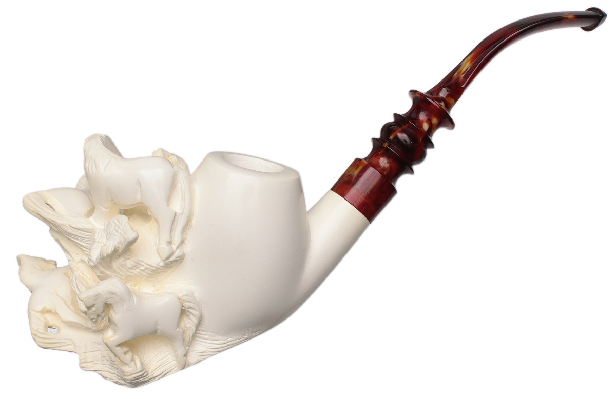 Akb Meerschaum Carved Horses With Case Buy Akb Meerschaum Tobacco Pipes At Smokingpipes