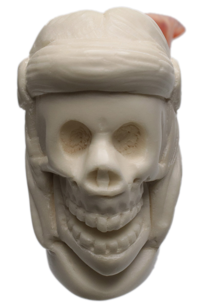 AKB Meerschaum Carved Indian Brave Skull (with Case)