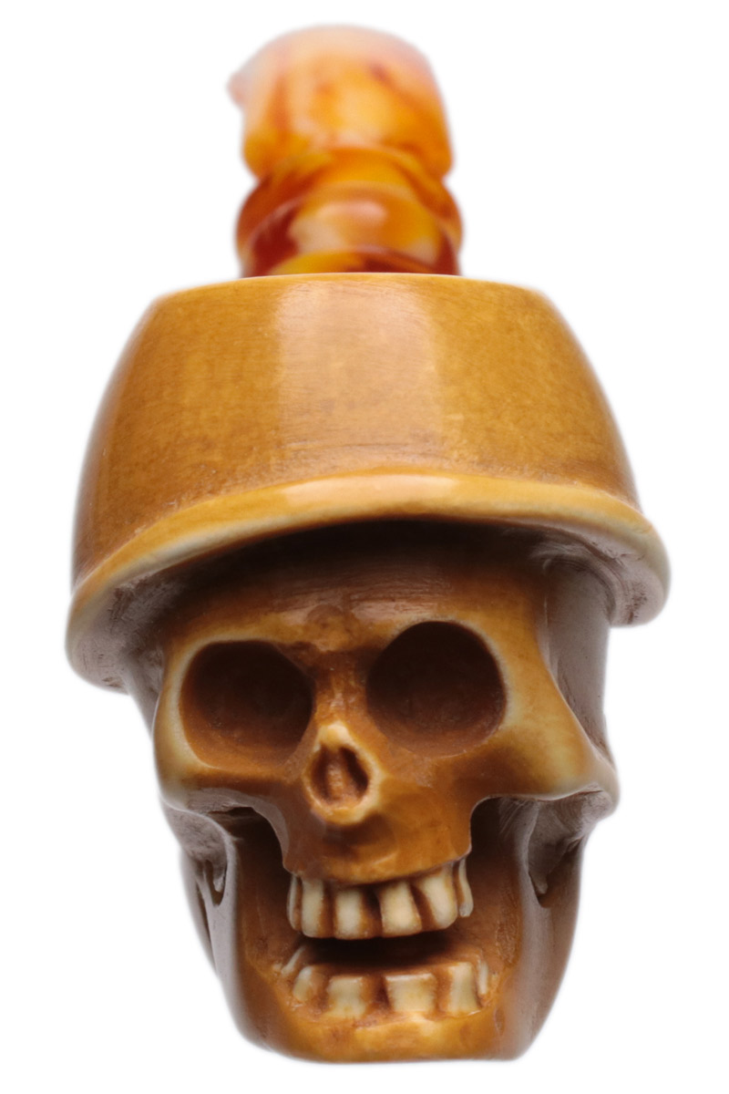 AKB Meerschaum Carved Skull with Helmet