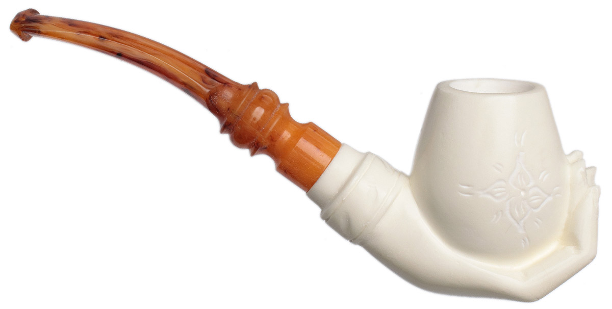 AKB Meerschaum Carved Hand Holding Brandy Glass (with Case)