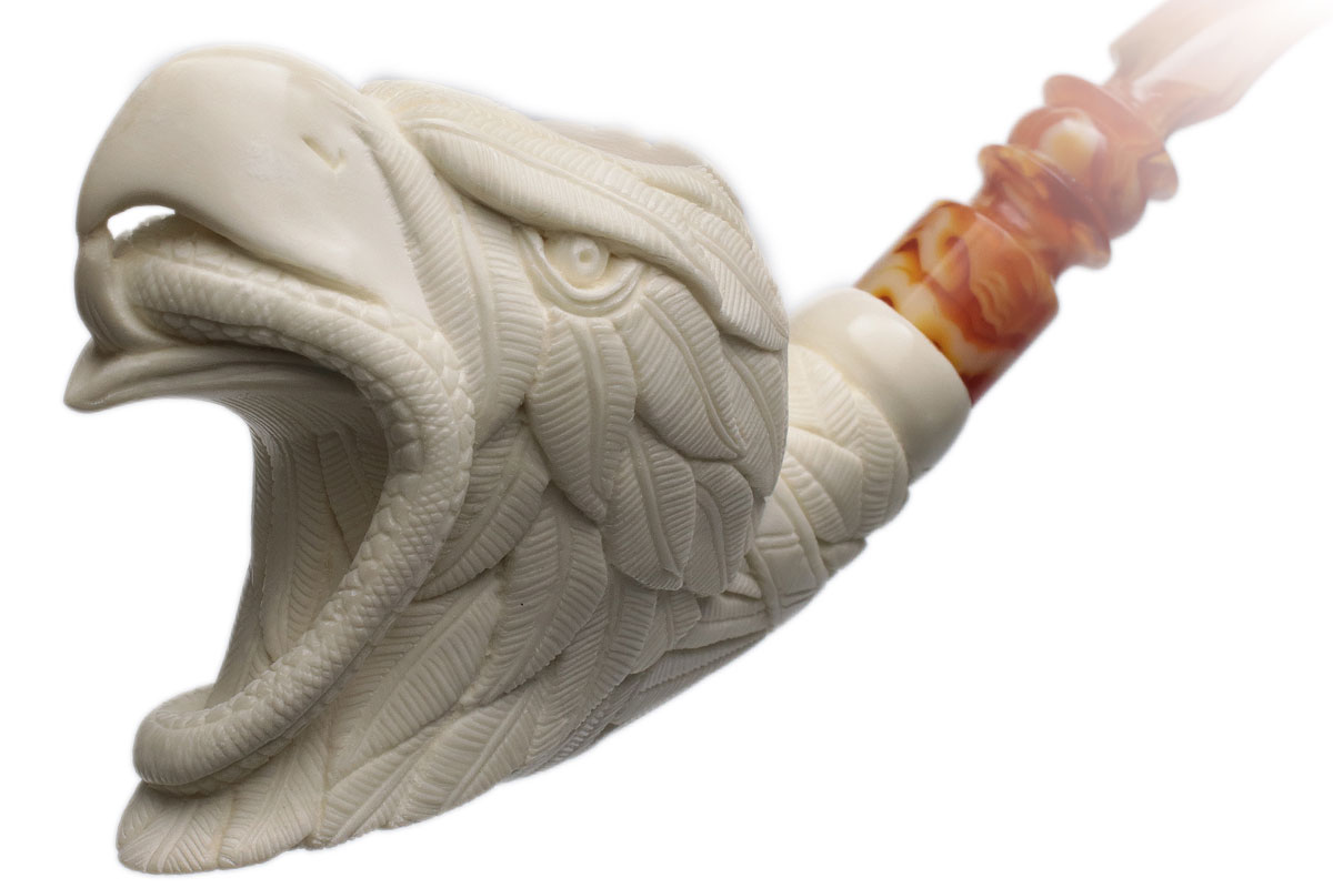 AKB Meerschaum Carved Eagle Eating Snake (I. Baglan) (with Case)