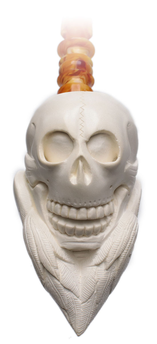AKB Meerschaum Carved Skull and Eagle (I. Baglan) (with Case)