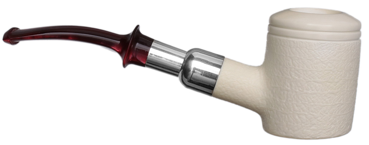 AKB Meerschaum Partially Rusticated Poker with Silver (with Case)