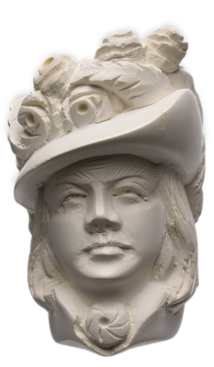 AKB Meerschaum Carved Woman in Hat (with Case)