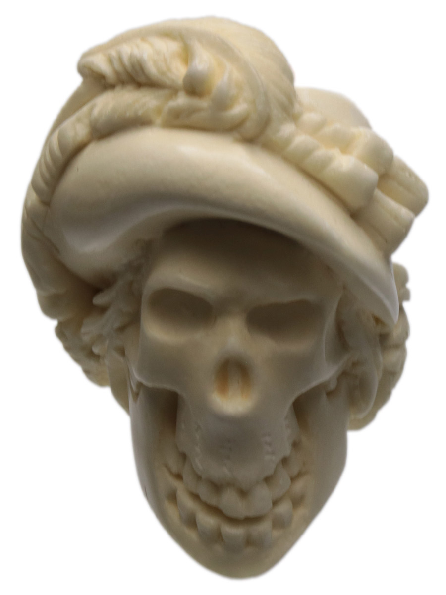 AKB Meerschaum Carved Skull Wearing Hat (with Case)