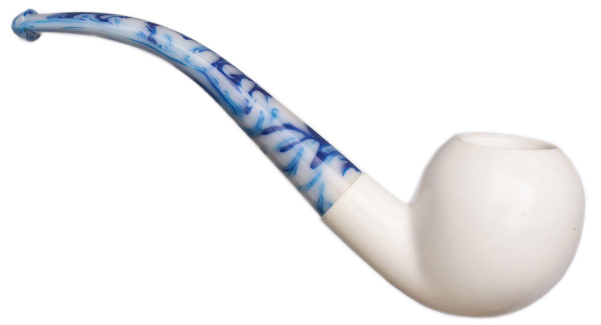 AKB Meerschaum Smooth Bent Apple Churchwarden (with Case and Extra Stem)