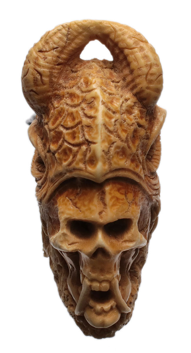 AKB Meerschaum Carved Demon Skull (Auay) (with Case)