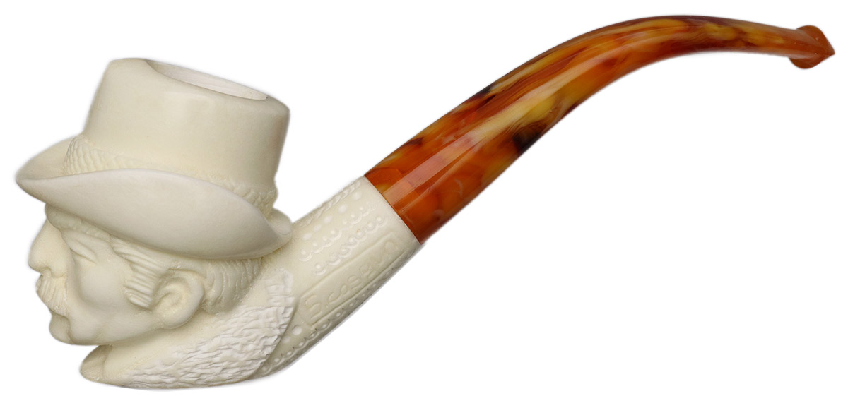 AKB Meerschaum Carved Sherlock Holmes & Watson Two Pipe Set (S. Cosgun) (with Case)