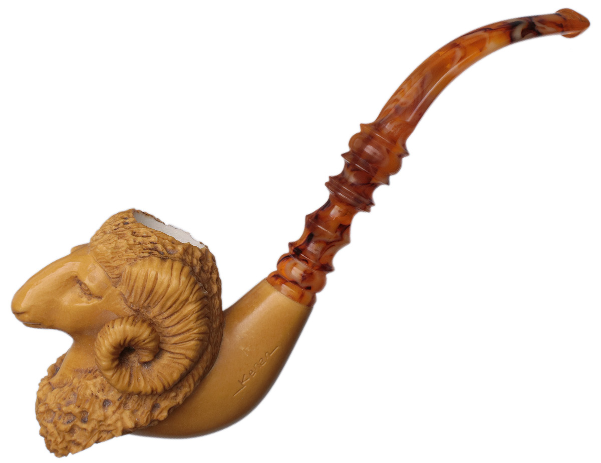 ram tobacco Carved Ram (Kenan) (with Case) Tobacco Pipe