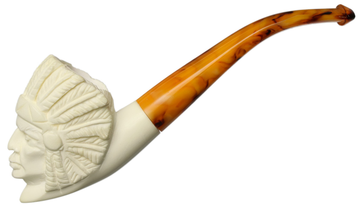 Carved Indian Chief (with Case) Tobacco Pipe
