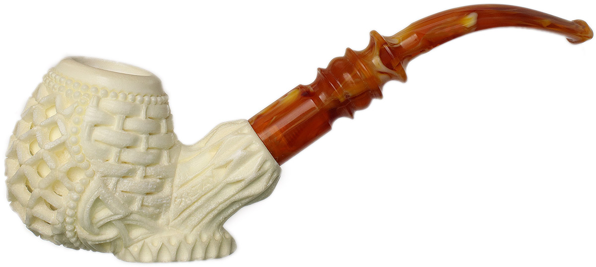 AKB Meerschaum Carved Bent Brandy Sitter (Altay) (with Case)