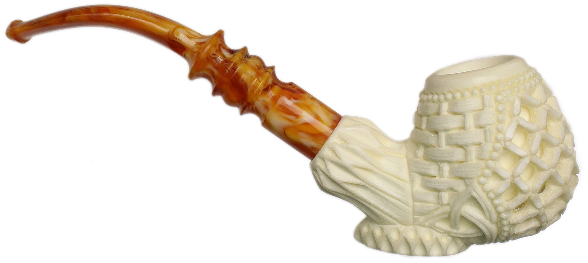 AKB Meerschaum Carved Bent Brandy Sitter (Altay) (with Case)
