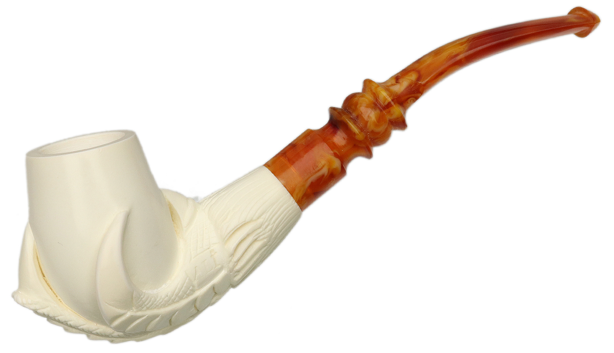 AKB Meerschaum Carved Dragon Claw Holding Egg (Ali) (with Case)