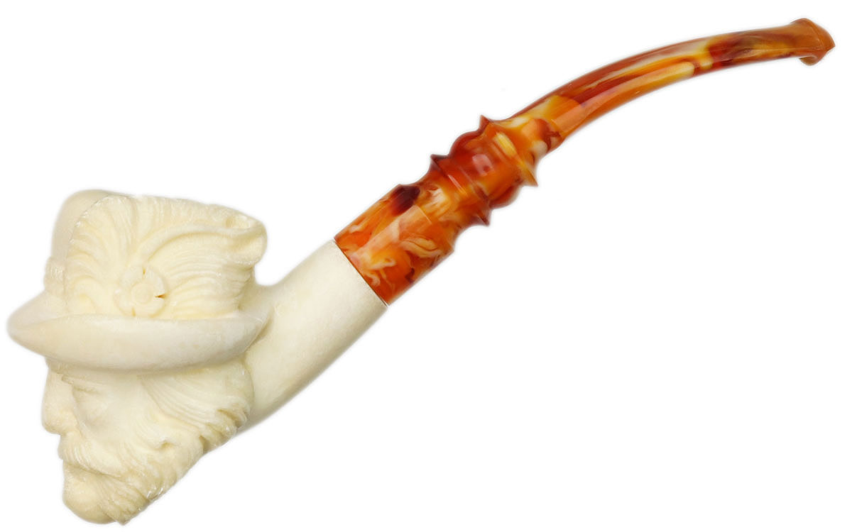 AKB Meerschaum Carved Man with Bavarian Hat (with Case)
