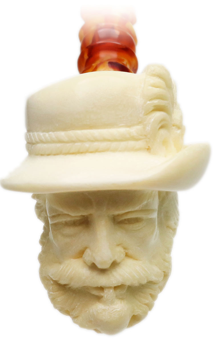 AKB Meerschaum Carved Man with Bavarian Hat (with Case)