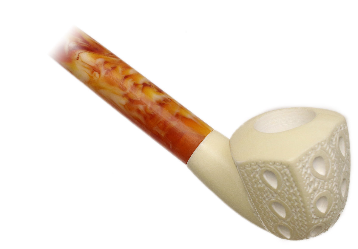 AKB Meerschaum Lattice Paneled Bent Dublin Churchwarden (with Case)