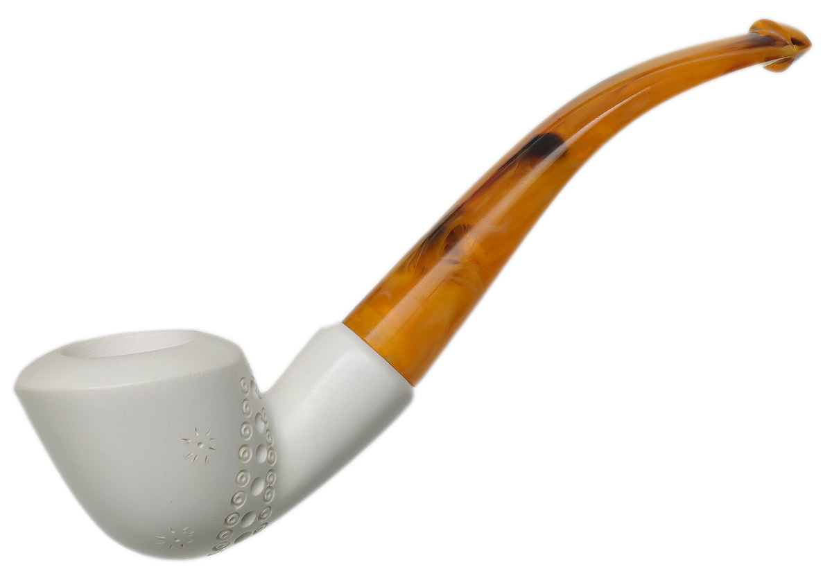 AKB Meerschaum Spot Carved Bent Dublin