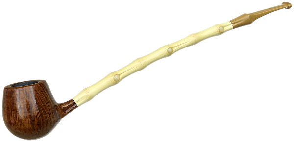 Nate King Smooth Bent Brandy Churchwarden with Bamboo (360)