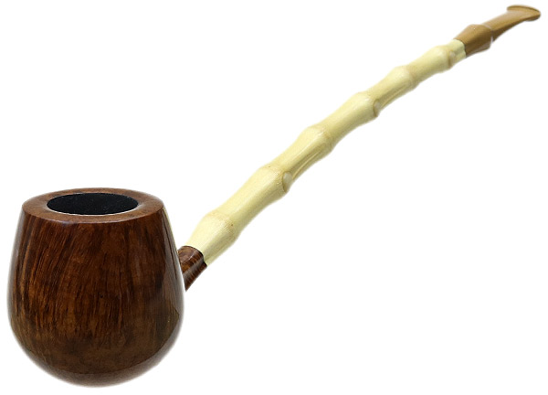 Nate King Smooth Bent Brandy Churchwarden with Bamboo (360)