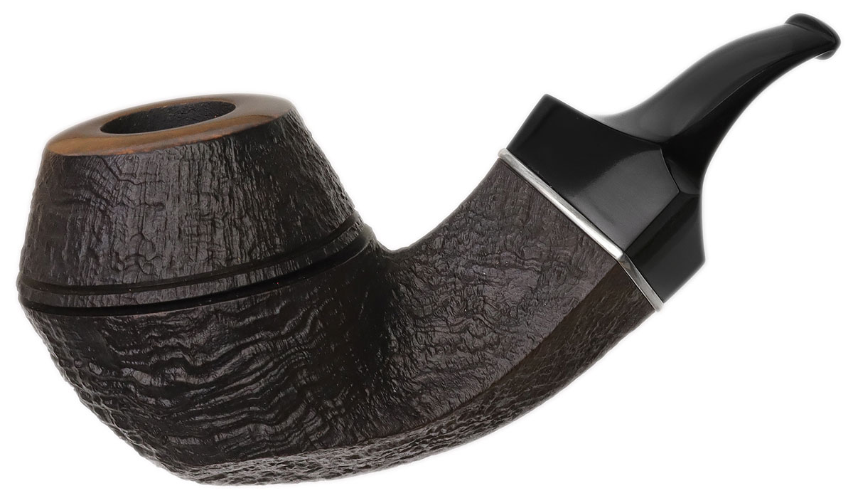 Sandblasted Double Calabash Bent Bulldog with Silver and Gold Tobacco Pipe