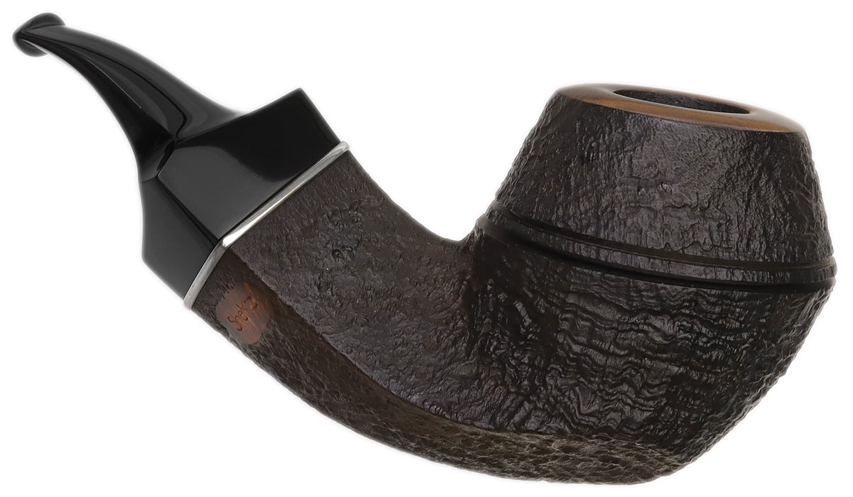 Konstantin Shekita Sandblasted Double Calabash Bent Bulldog with Silver and Gold
