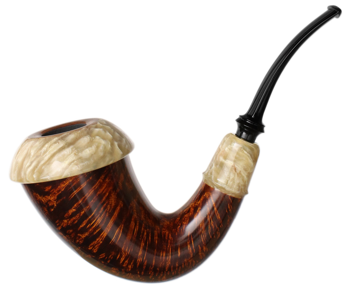 Abe Herbaugh Smooth Calabash with Musk Ox Horn (Crane)