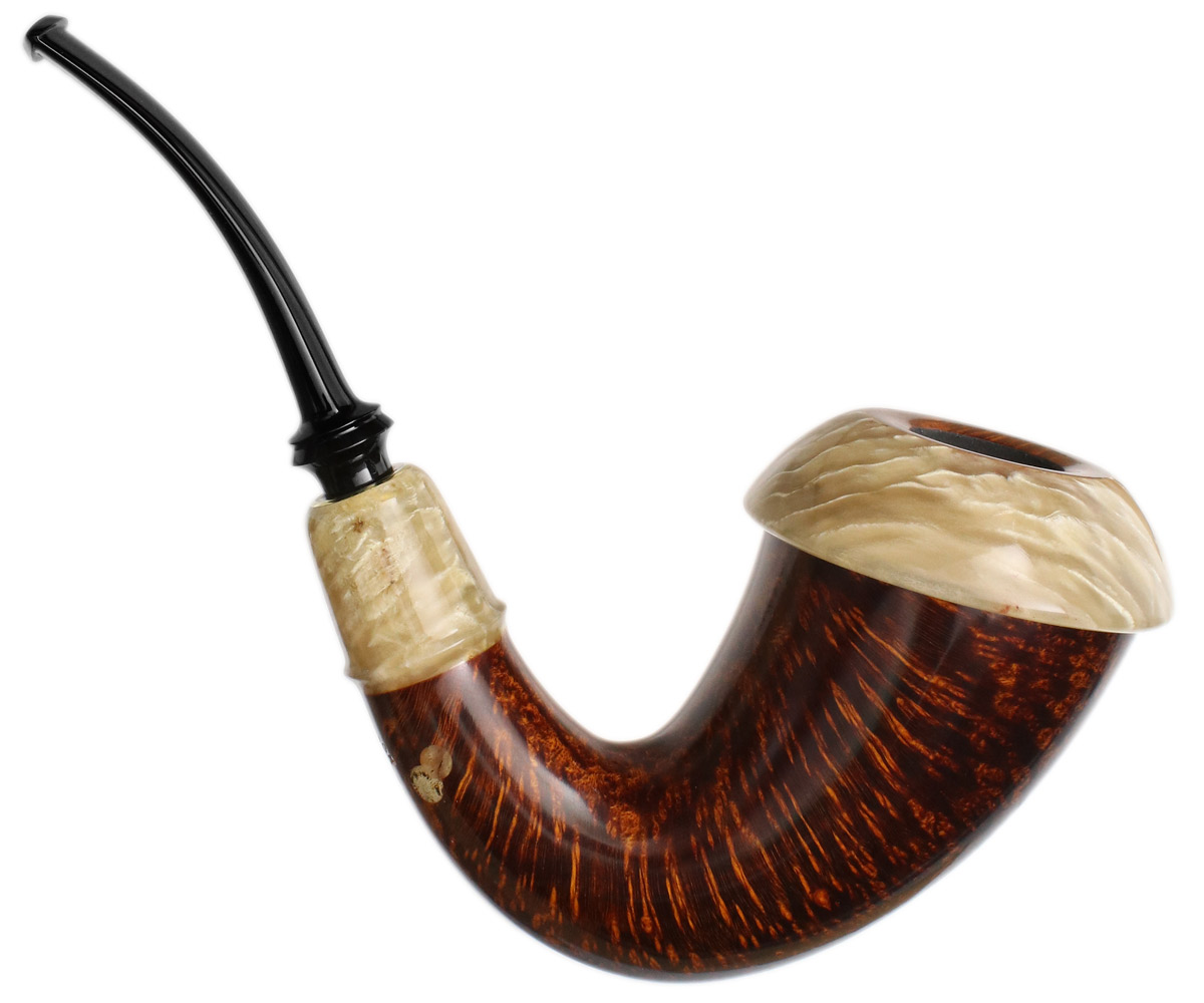 Abe Herbaugh Smooth Calabash with Musk Ox Horn (Crane)