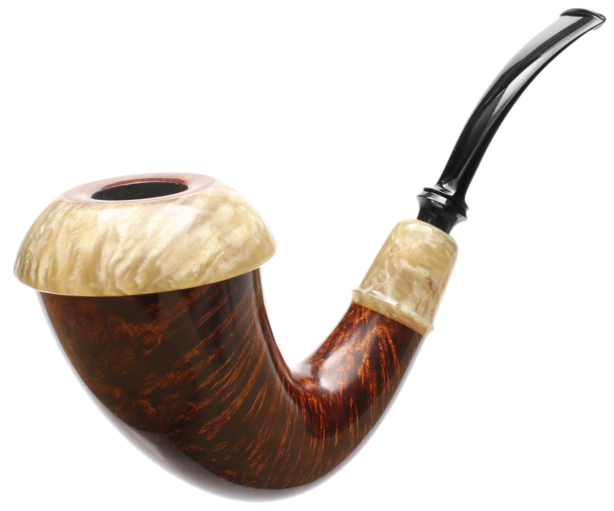 Abe Herbaugh Smooth Calabash with Musk Ox Horn (Crane)