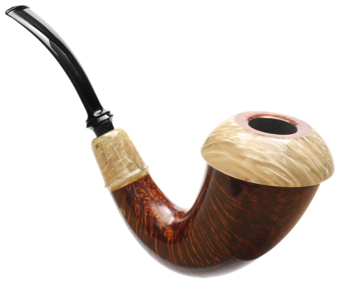 Abe Herbaugh Smooth Calabash with Musk Ox Horn (Crane)