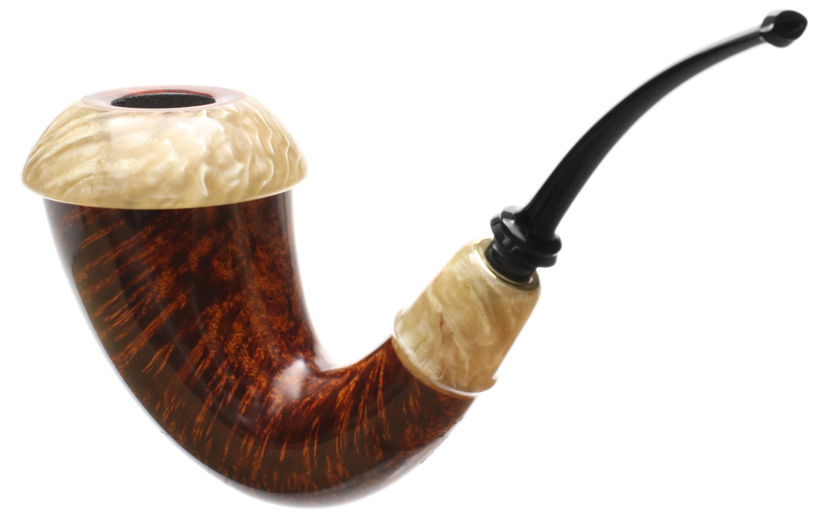 Abe Herbaugh Smooth Calabash with Musk Ox Horn (Crane)