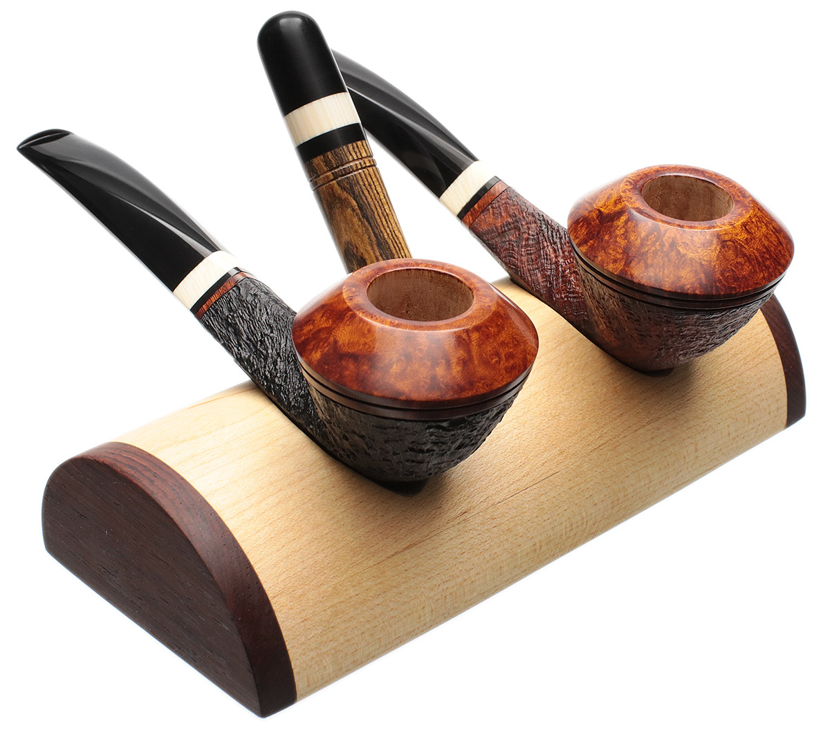 Scott Thile Partially Sandblasted Bent Bulldog Two Pipe Set with Stand and Tamper (OP2) (435) (436)