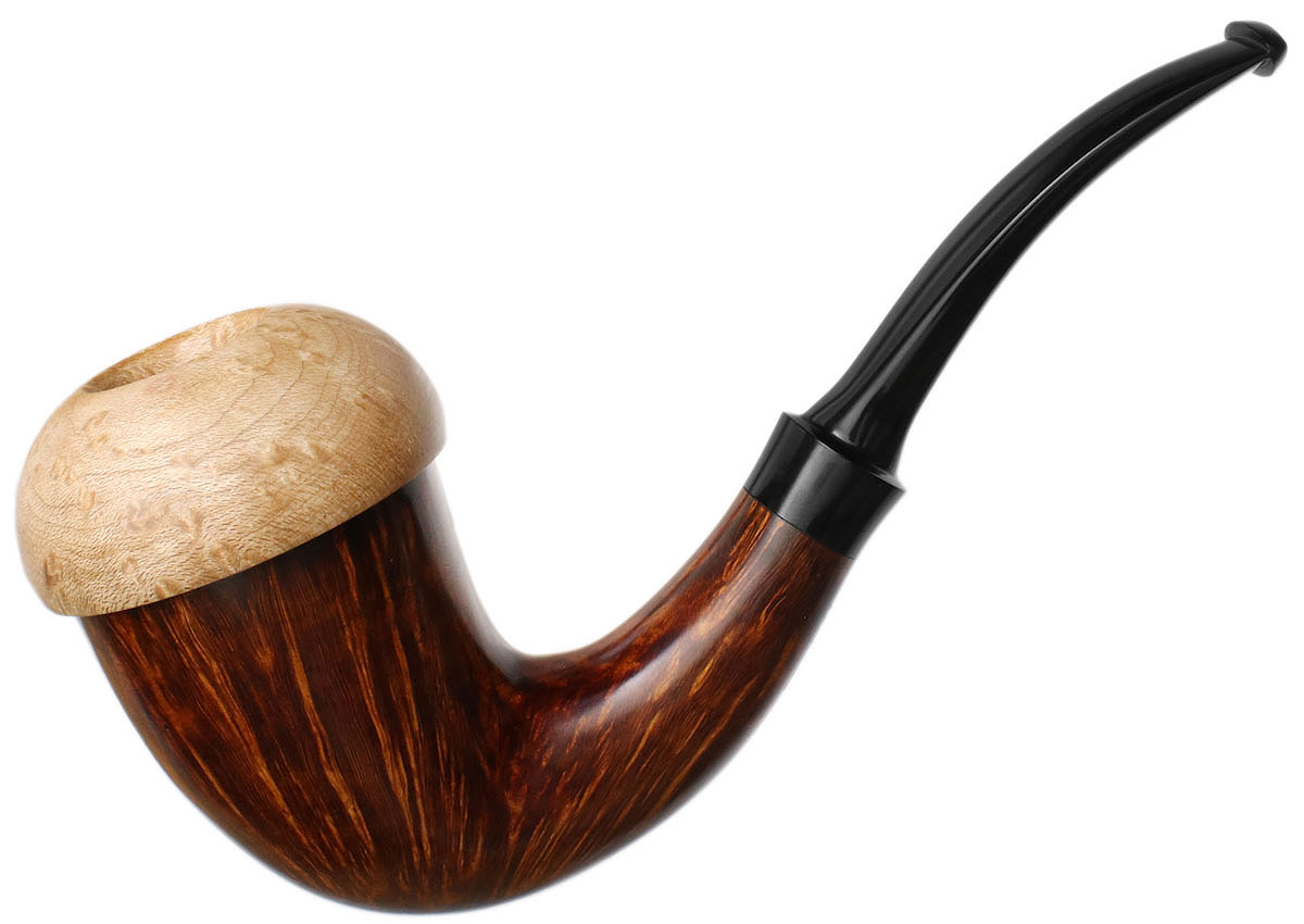 Scott Thile Smooth Calabash with Bocote, Zebrawood, and Maple (491) (with Tamper and Stand)