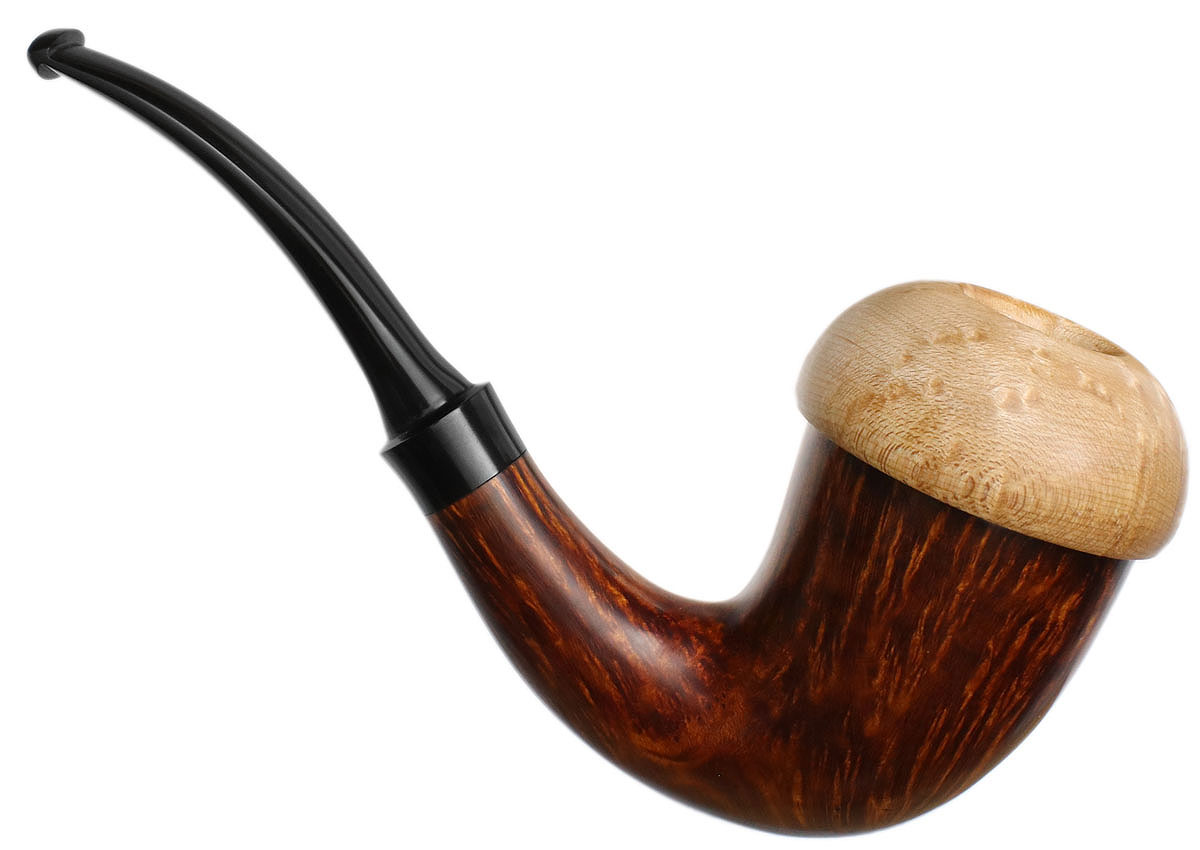 Scott Thile Smooth Calabash with Bocote, Zebrawood, and Maple (491) (with Tamper and Stand)