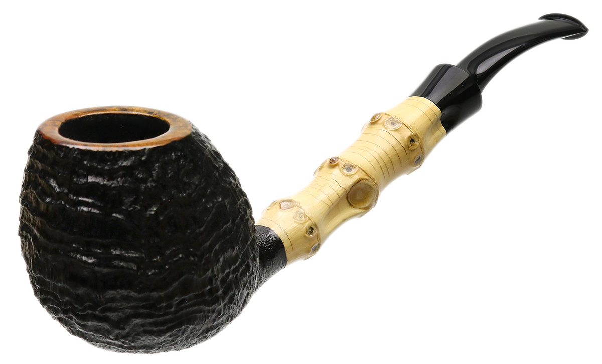Tsuge Ikebana Sandblasted Bent Egg with Bamboo (Kikuchi) (F) (040) (2021)
