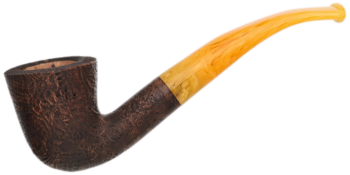 Genod Mini Soleil Couchant Sandblasted Bent Dublin with Yellow Lucite
