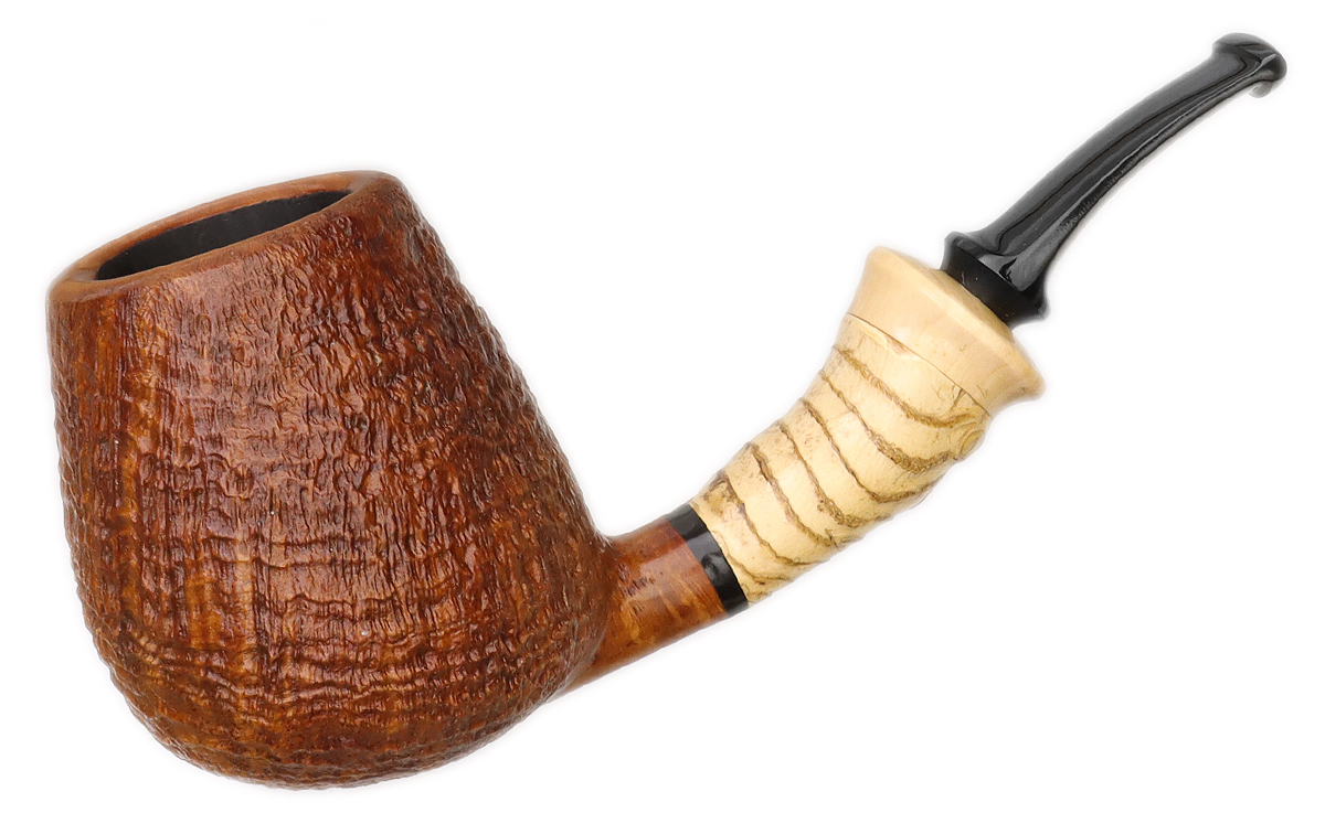 high quality tobacco pipes Scotte Pipe Handmade Ebony Wood Root Smoking Pipe Gift Box and Accessories : Health & Household Sandblasted Bent Brandy with Bamboo
