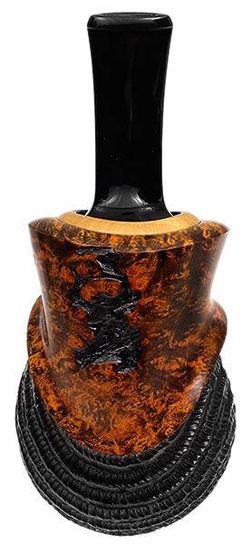 Ping Zhan Partially Rusticated Reverse Calabash Bent Apple with Boxwood